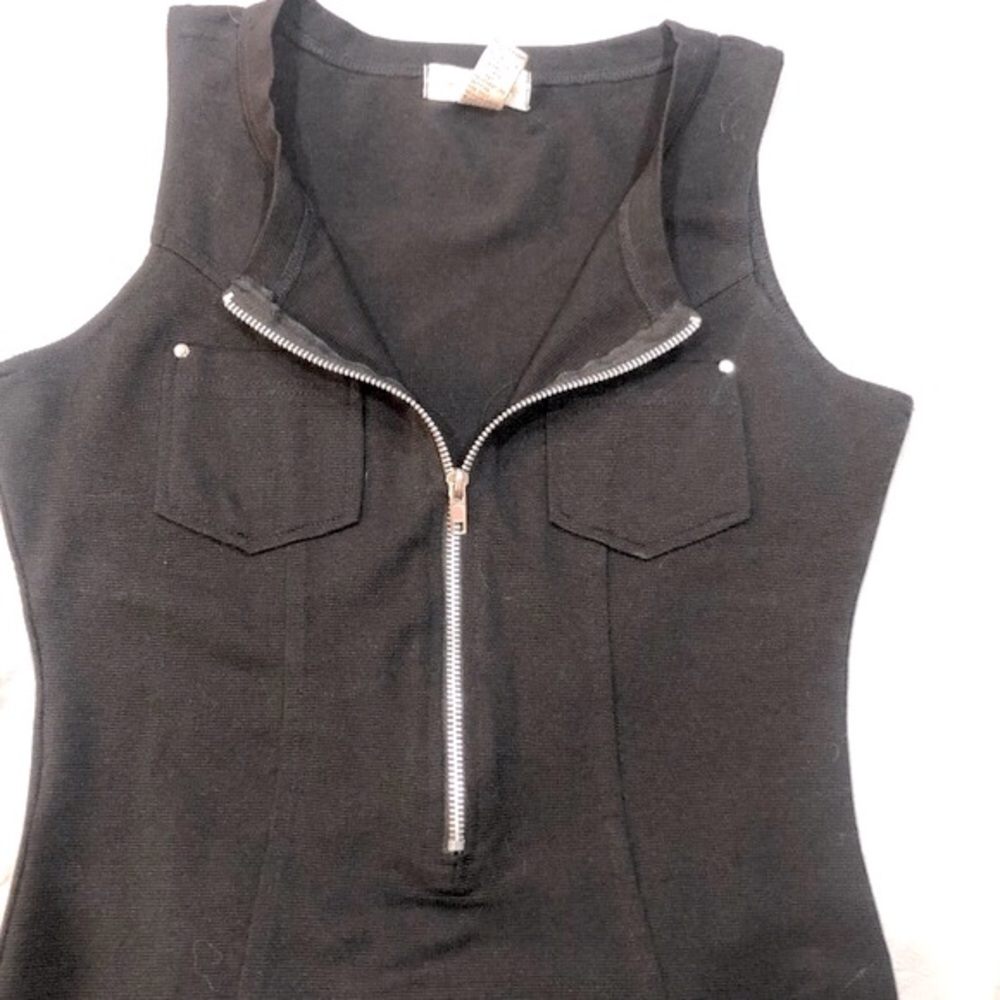 THREE BEE label black sleevless front half zip bodysuit sizeL excellent cond - Picture 14 of 14